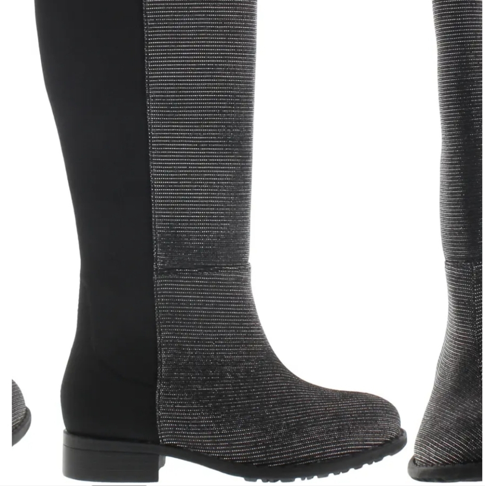 Stuart Weitzman 50/50 BLACK Shimmer RIDING Boot